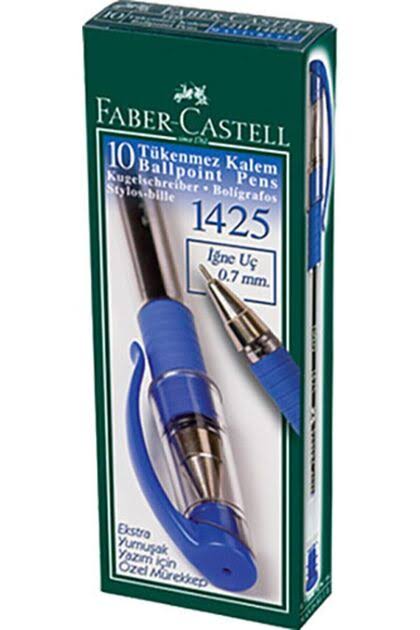 Faber-Castell 1425 İğne Uç 0.7 mm Mavi Tükenmez Kalem (10'lu Paket)